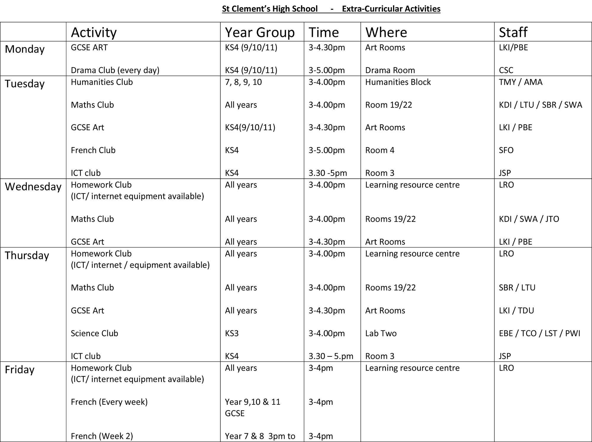 st-clement-s-high-school-after-school-clubs